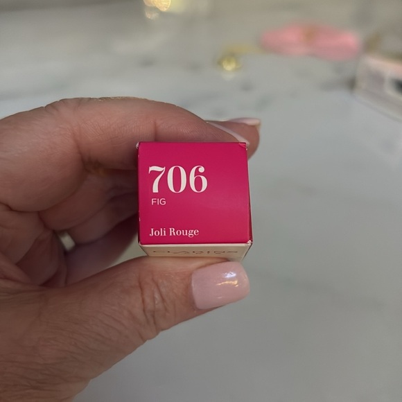 NWT Clarins Lipstick Joli Rouge Moisturizing Long-Wearing Shade 706 Fig - Picture 4 of 4